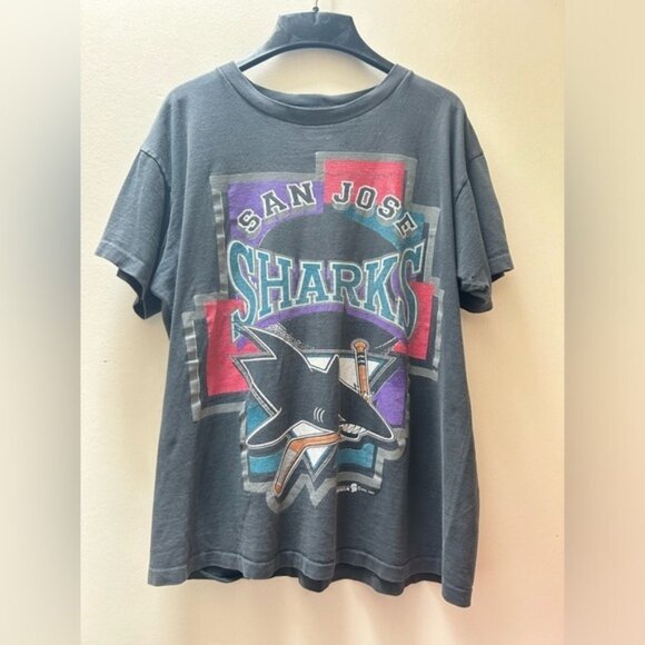 Vintage 90s San Jose Sharks Large Print Graphic Tee Medium